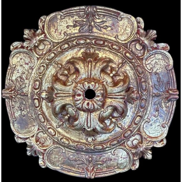 16" ROUND CHANDELIER CEILING MEDALLION BURNISH GOLD VICTORIAN Belgium Urethane - Picture 4 of 12